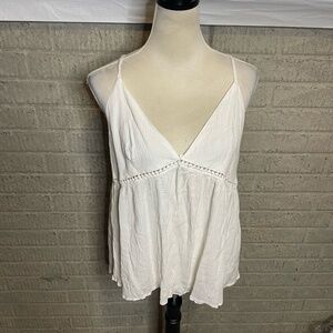 NWT ASOS White Maternity V Neck Babydoll Tank Top Size 12 Large